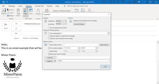Delay the delivery of an email in Outlook how to do it